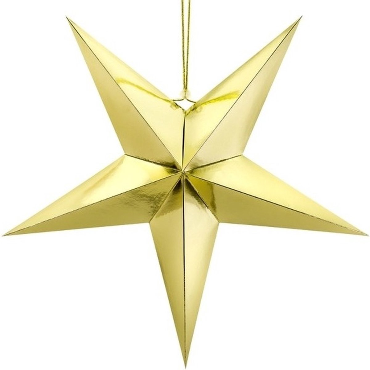 PartyDeco Kerstster - 3x - goud - 70 cm - decoratie ster - karton - lampion - kerstversiering Goudkleurig