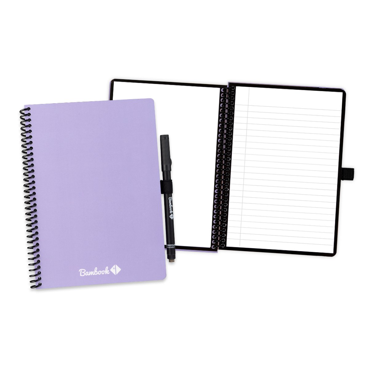 Bambook Colourful uitwisbaar notitieboek - Lila - A5 - Pagina's: Blanco & Gelinieerd - Duurzaam, herbruikbaar whiteboard schrift - Met 1 gratis stift