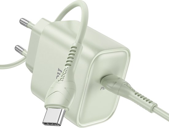 Foto: Hoco oplader geschikt voor nintendo switch type c kabel naar type c 2 meter stekker dc71 usb c snel lader 25w groen