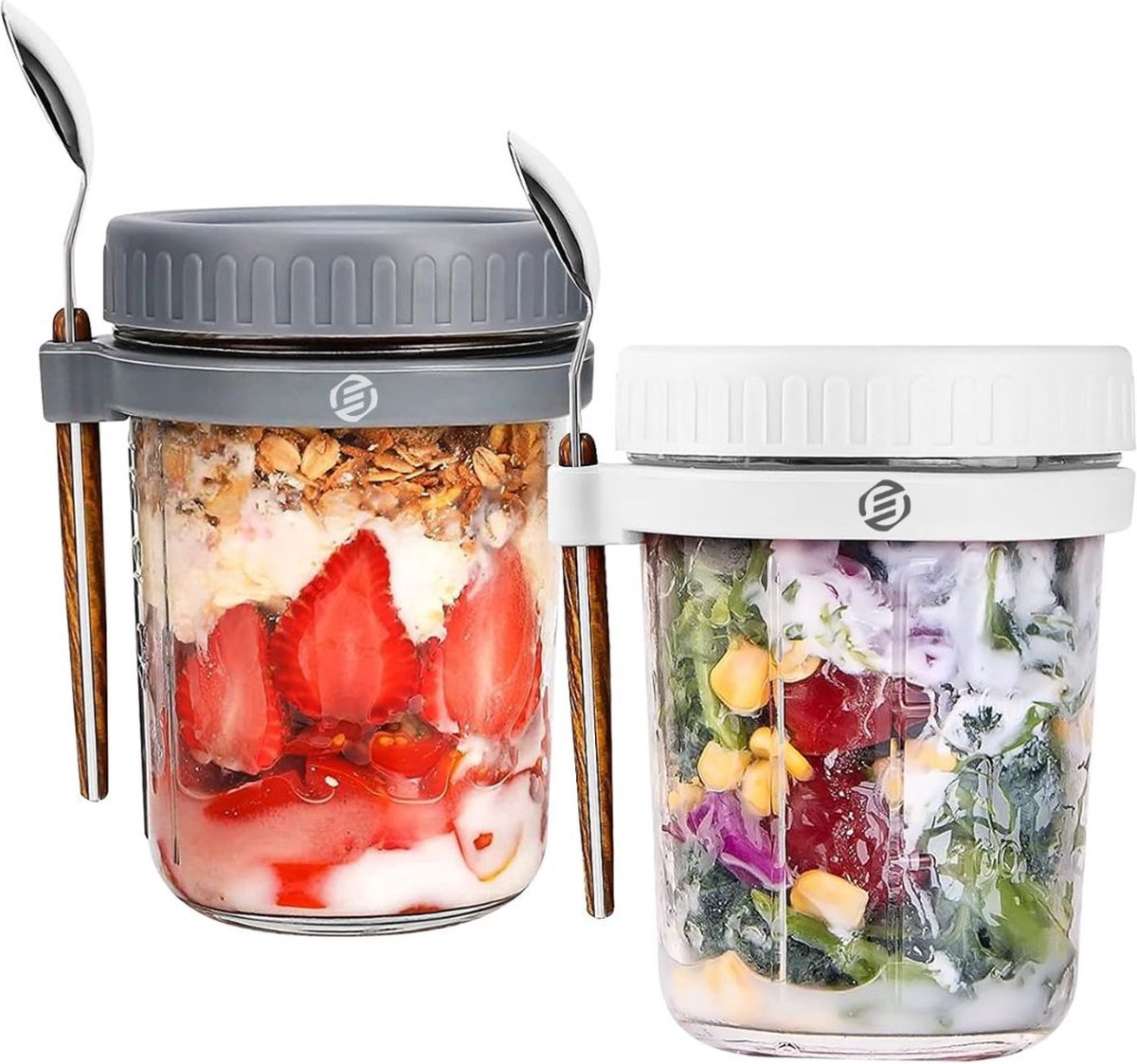 Equivera Overnight Oats Potjes - Muesli Beker - Mason Jar - Havermout - Set - Must have voor jouw ontbijt