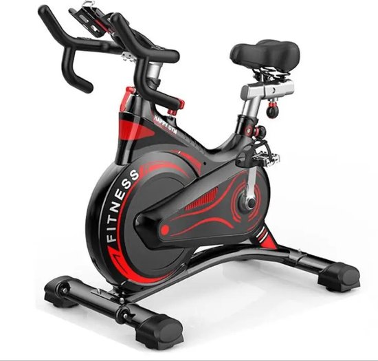 Foto: Jodary hometrainer spinning fiets fitness fiets magnetische rollen rood zwart 1100x600x1240 mm verstelbaar zadel