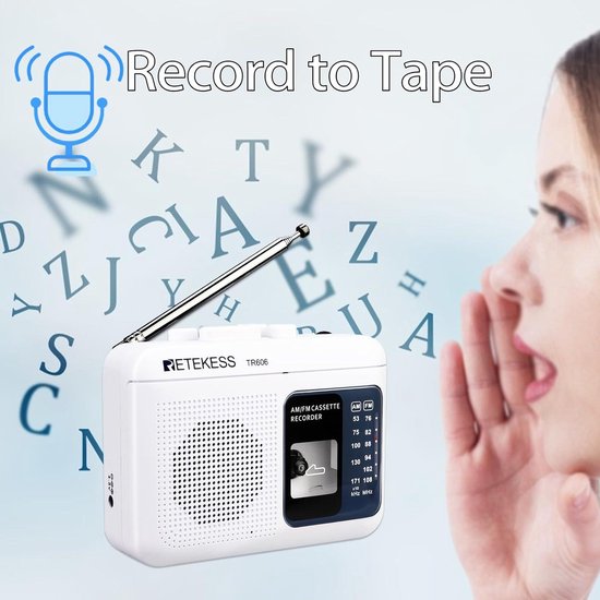 Retekess-Radio TR606 portátil, reproductor de cassette con FM/AM