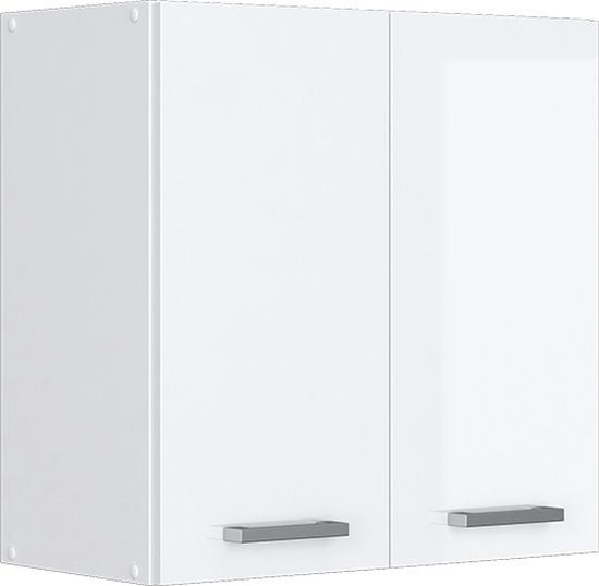 Vicco Armoire suspendue universelle R- Line, Wit brillant/ Wit, 60 cm avec portes