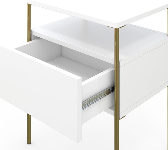 Vicco Table de chevet Mira, Wit/ Or, 40 x 50 cm Set de 2