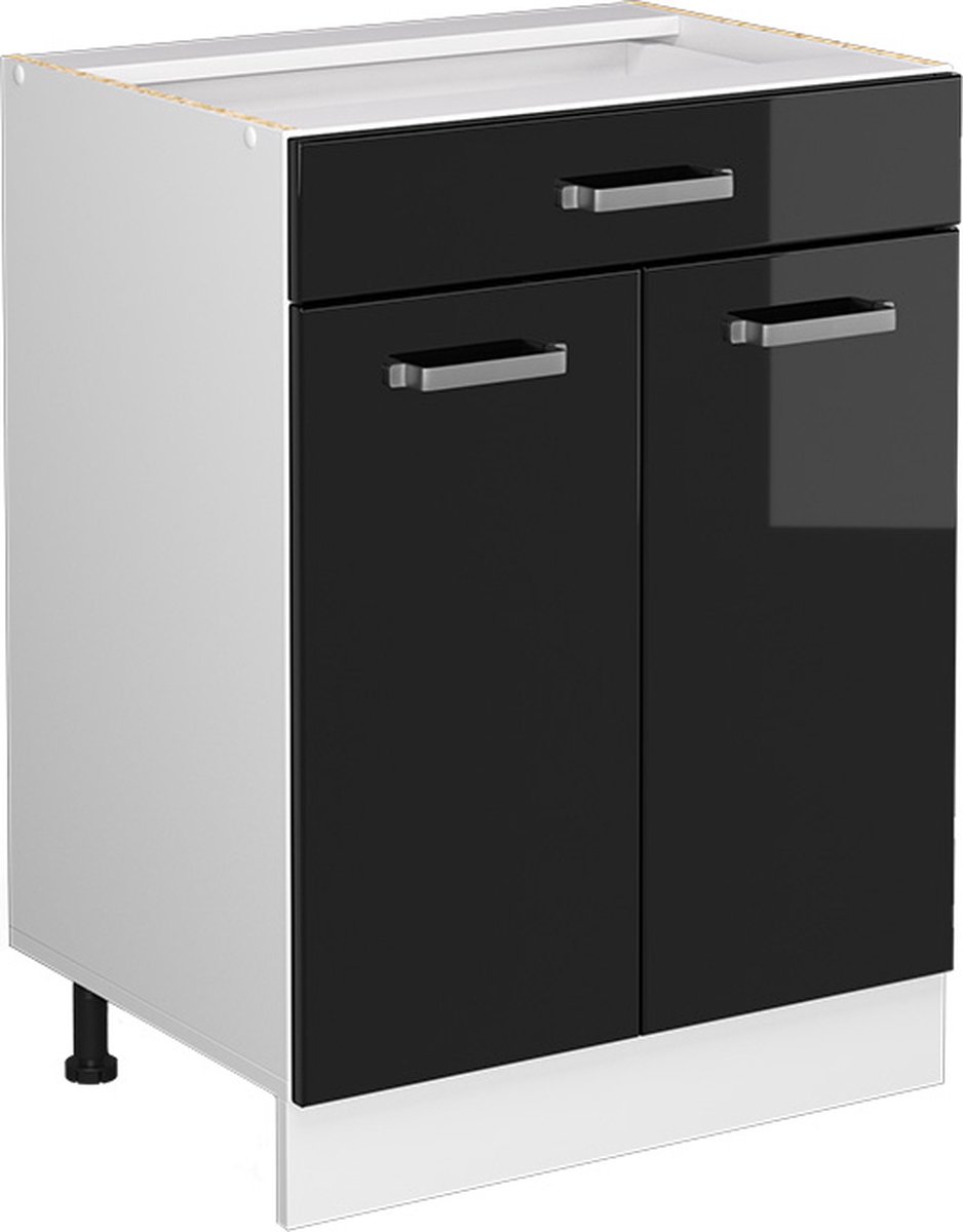 Vicco R-Line Universele onderkast – 60 cm met laden, zonder werkblad Zwart hoogglans