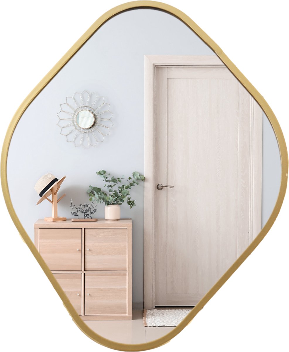 MISOU Spiegel - Organische Vorm - 27x34cm - Wandspiegel - Goud - Miroir Mural - Ariel