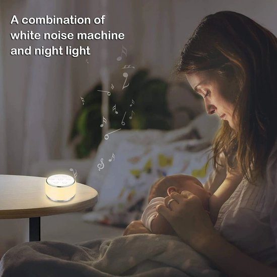 Blyx® - White Noise Machine - Compacte Slaaphulp - 34 Geluiden, 7 Lichtkleuren - Oplaadbare 1800mAh Batterij - Incl. Nachtlamp - Meerkleurig — afbeelding 4