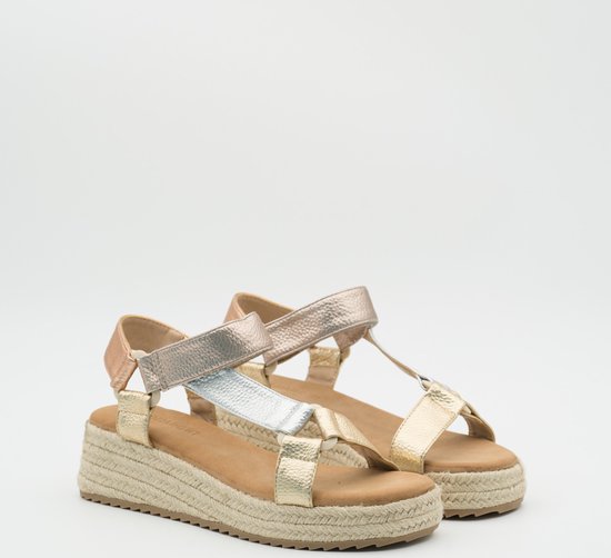 Foto: Dames sandalen slippers goud stof maat 36 