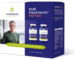 Vitakruid Multi Dag & Nacht Man 50+ 100% Vegan 2 x 90 180 Tabletten