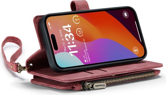 CaseMe Case - Convient pour iPhone 16 Pro Case - CaseMe C30 Book Case avec portefeuille - Rose