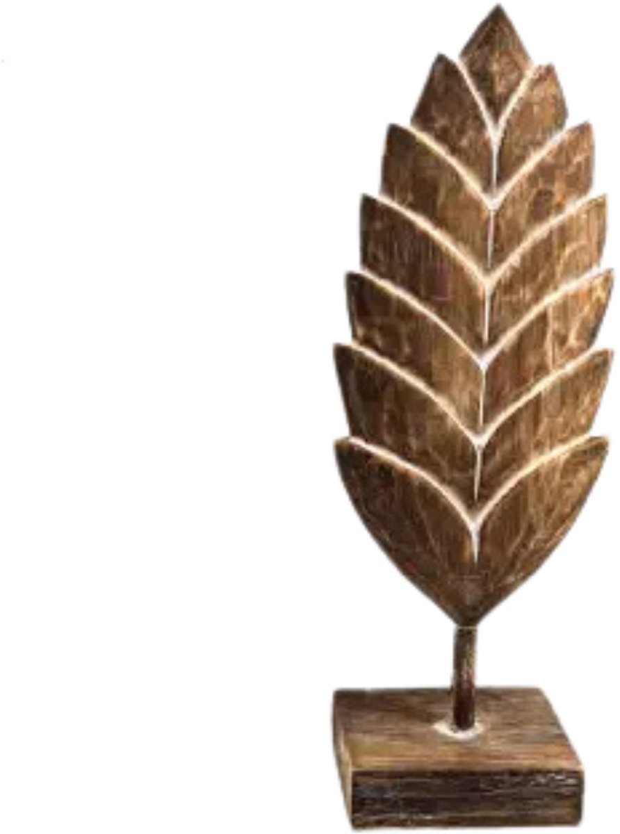 Blad carving S op voet 38x15x9cm naturel hout| WA7895 | Woodart | Stoer & Sober Woonstijl