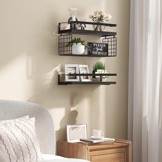 RICHER HOUSE Zwevende wandplanken, rustieke houten badkamerplanken, set van 5, boerderijstijl zwevende plank voor wanddecoratie, hangende planken voor slaapkamer, opslag, keuken, woonkamer - bruin
