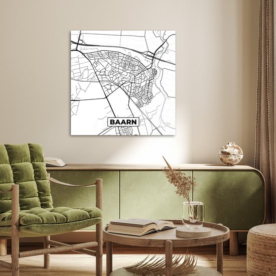 Affiche Carte - Baarn - Zwart - Wit - 75x75 cm