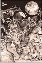 Poster kinderen - Jungle - Dieren - Kinderen - Bomen - Planten - Muurdecoratie kinderkamer - 60x90 cm - Kinder decoratie - Poster kinderkamer