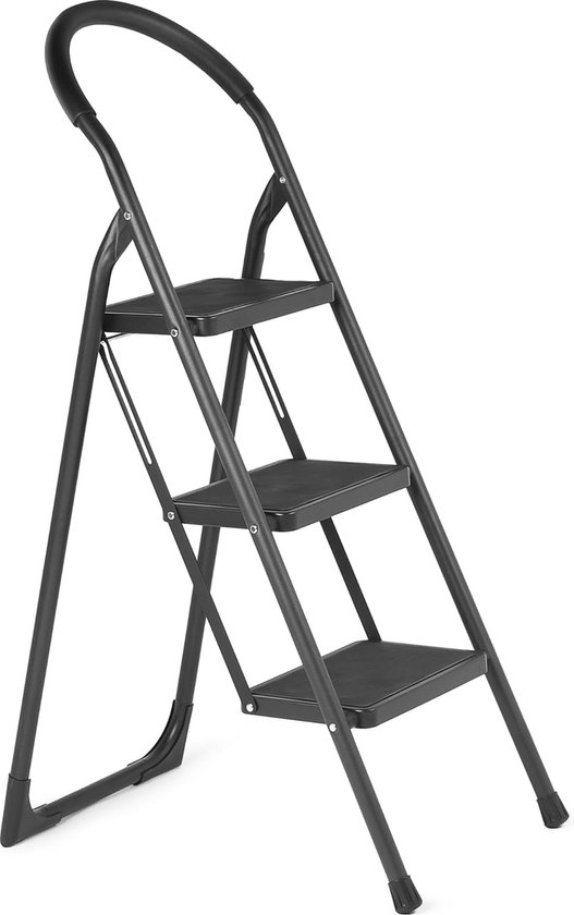 Échelle Domestique à 3 Marche, Pliable, Largeur de Marche 20 cm, Antidérapant,Charge 150 kg,Blanc et Noir | Leroy Merlin