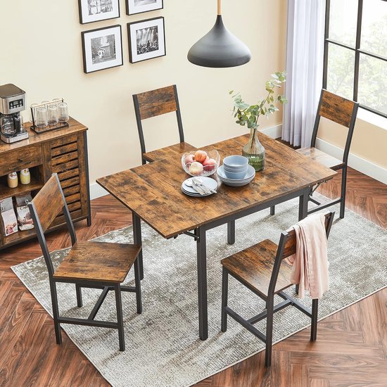 Inklapbare keukentafel voor 2-4 personen - Vintage bruin-zwart - Ruimtebesparend ontwerp — afbeelding 2