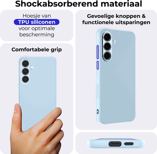 Coque pour Samsung S24 FE Coque en Siliconen avec Protecteur d'écran - Coque pour Samsung Galaxy S24 FE Case Cover Case - Bleu Clair
