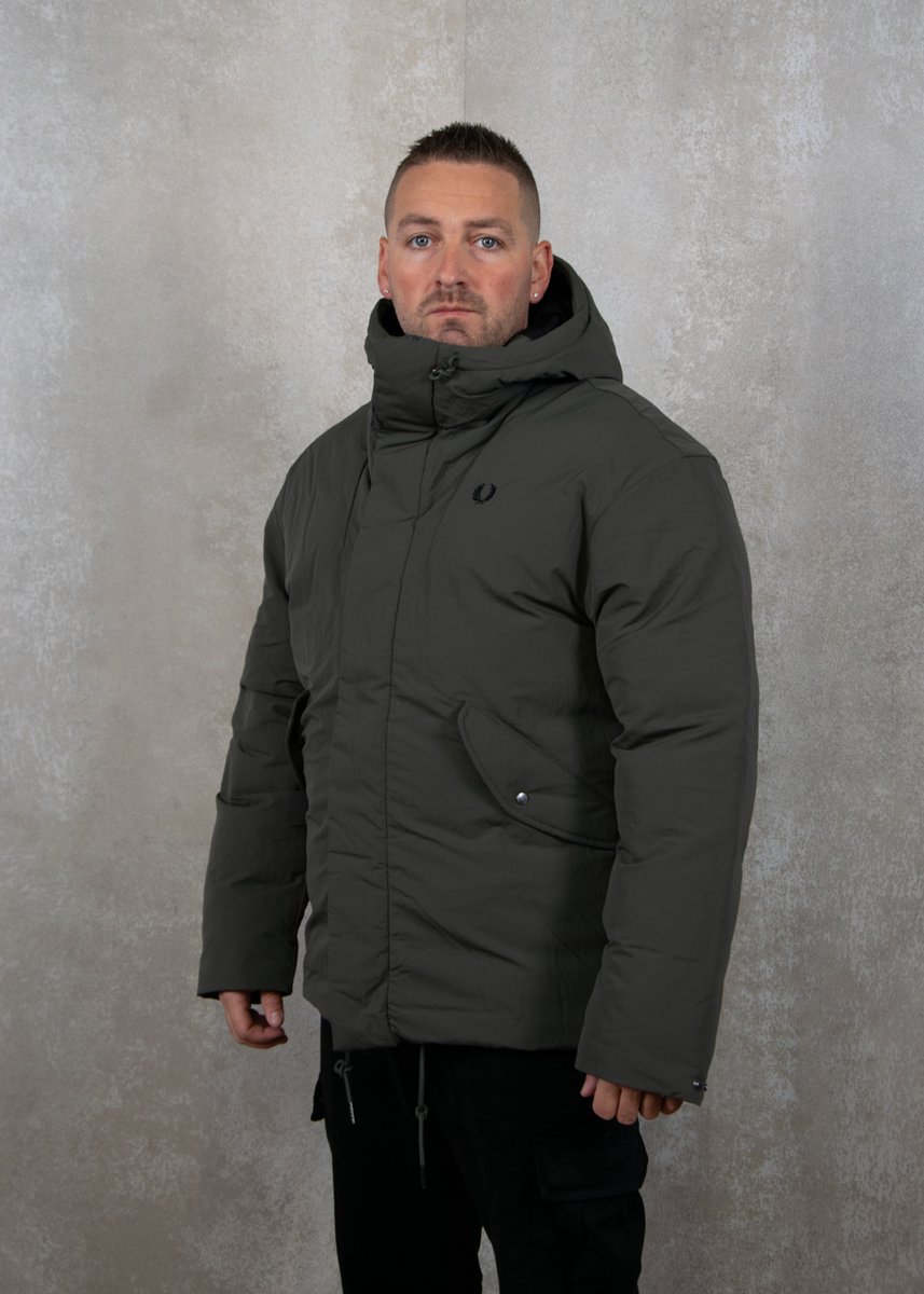 Fred Perry Zip through padded jacket field Groen