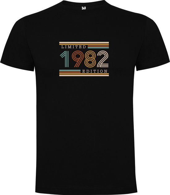 T-shirt Zwart avec impression « Édition Limited 1982 » en couleur Taille M