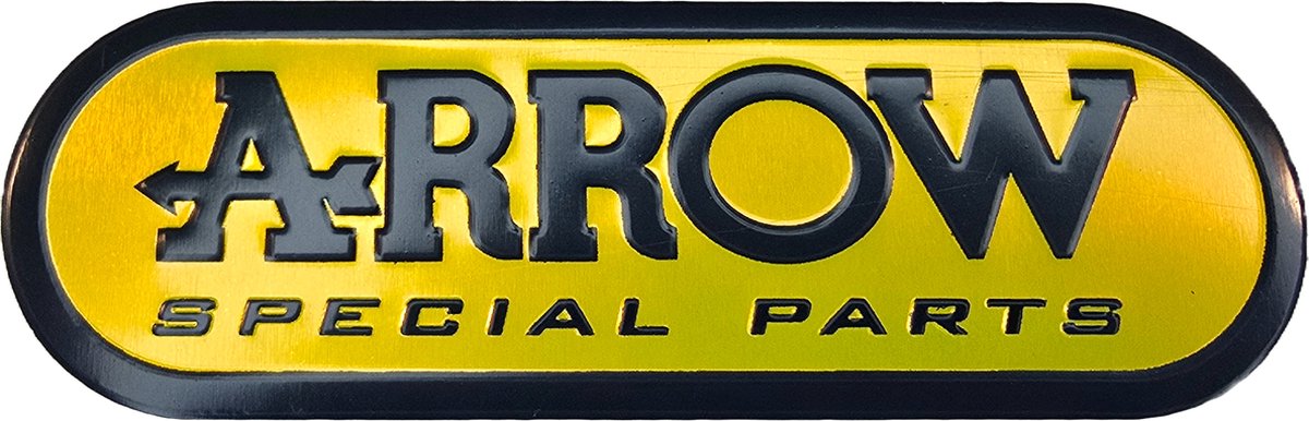Aluminium hittebestendige Uitlaat Sticker logo Arrow 95x32 mm - Dempersticker - 3D sticker