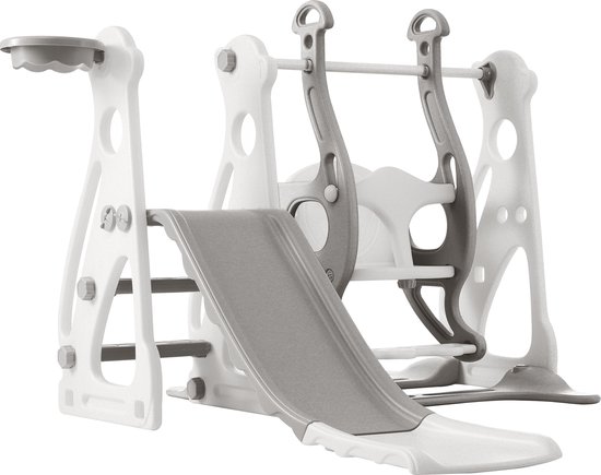 Toboggan 4 En 1 Merax Pour Enfants - Balançoire, Panier Basket, Échelle - Aire De Jeux Intérieur Extérieur