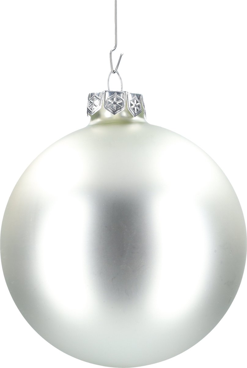 Glazen kerstballen - Set van 4stuks/100mm - Luxe kerst decoratie - Sfeervolle kerstversiering voor in de kerstboom - Glas - Matte Silver - Mat Zilver – foto 3