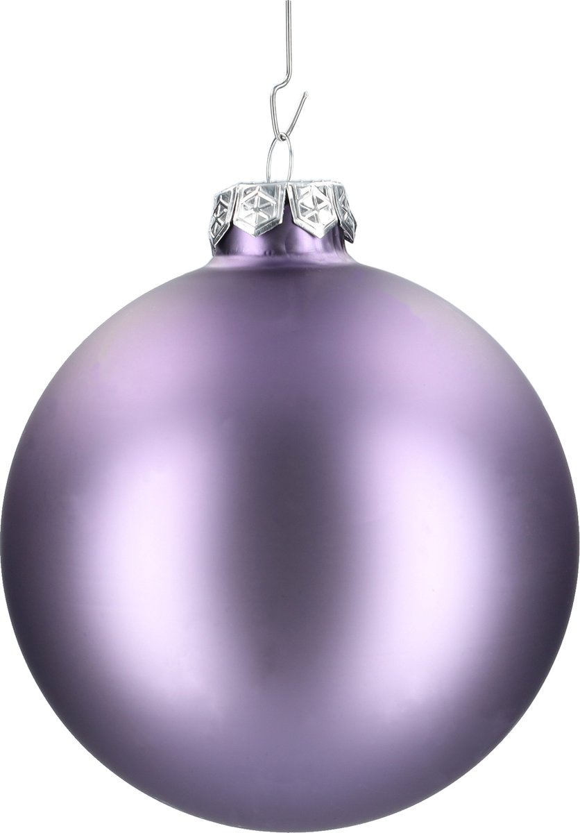 Glazen kerstballen - Set van 4 stuks/100mm - Luxe kerst decoratie - Sfeervolle kerstversiering voor in de kerstboom - Glas - Frosted Lilac - Donkerpaars – foto 7