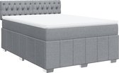 vidaXL - Sommier tapissier - avec - matelas - tissu - gris clair - 140x200 - cm