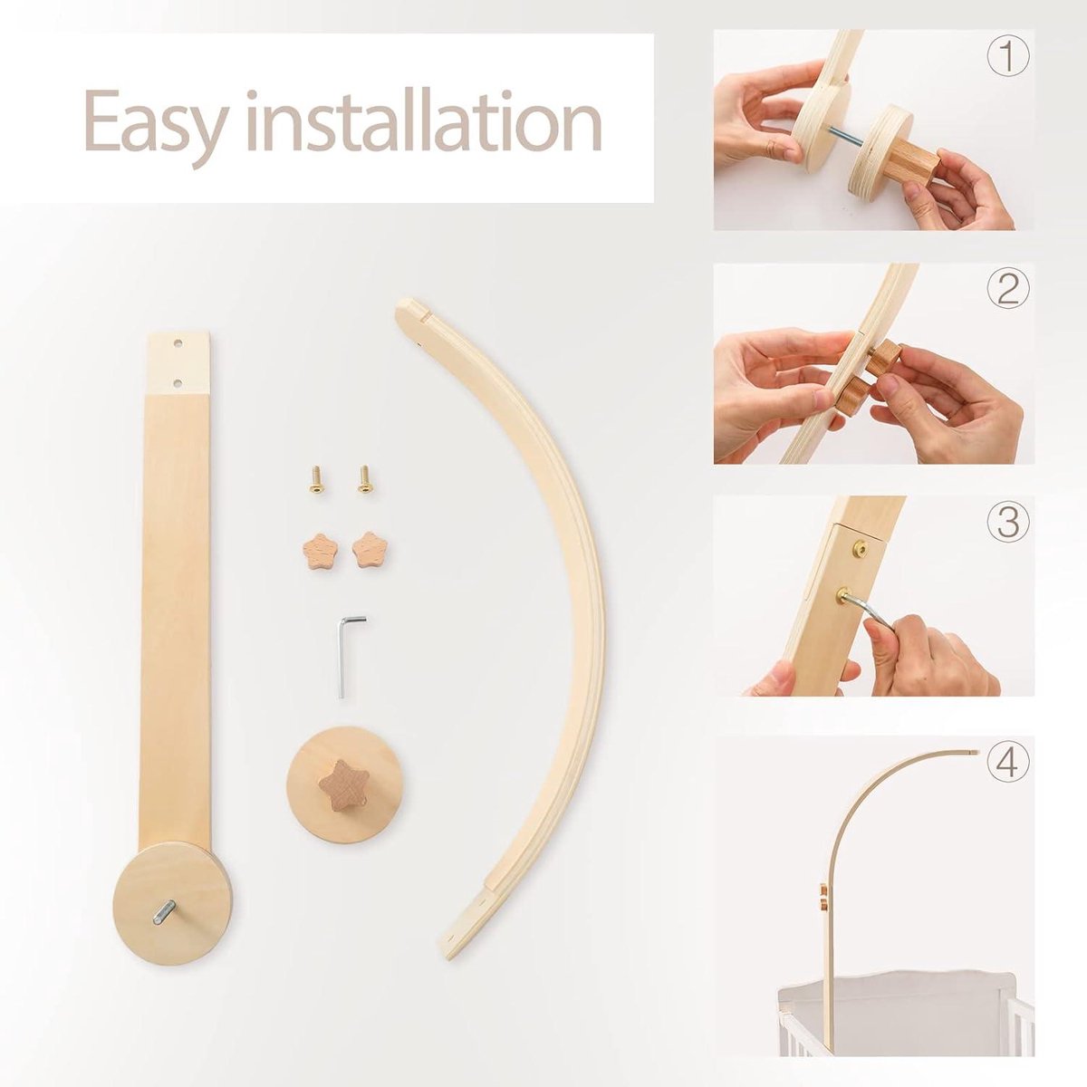 Support Mobile Bébé Vvhippo - Réglable Hauteur Bois Pour Lit Et Table à Langer