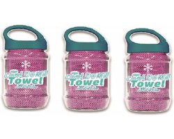 Cool Down Towel - Serviette rafraîchissante - 3x Rose en tube