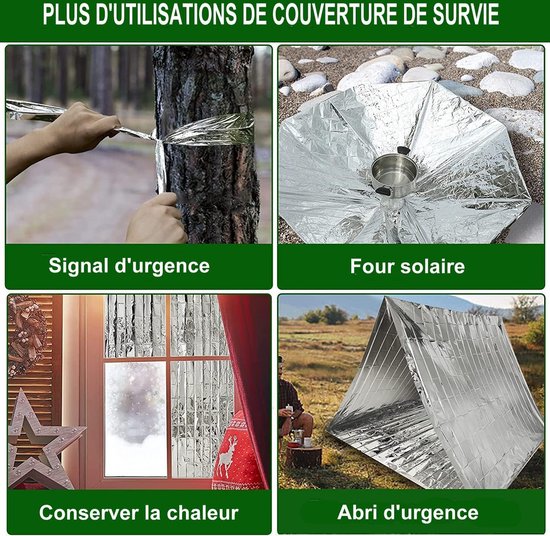 Deecam Couverture De Survie 6 Pièces, 210×160cm, Réutilisable