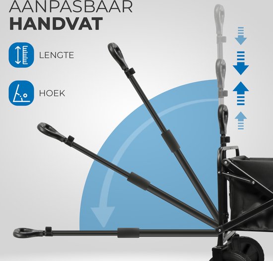 Ritmi Bolderkar - Opvouwbaar Bolderkar Tot 120kg Draagvermogen - 82x52x63cm - Inhoud 120L Bolderwagen met Duwstang - Opvouwbare Draag Kar - Bolder Wagen Strandkar - Zwart van Merkloos — afbeelding 5