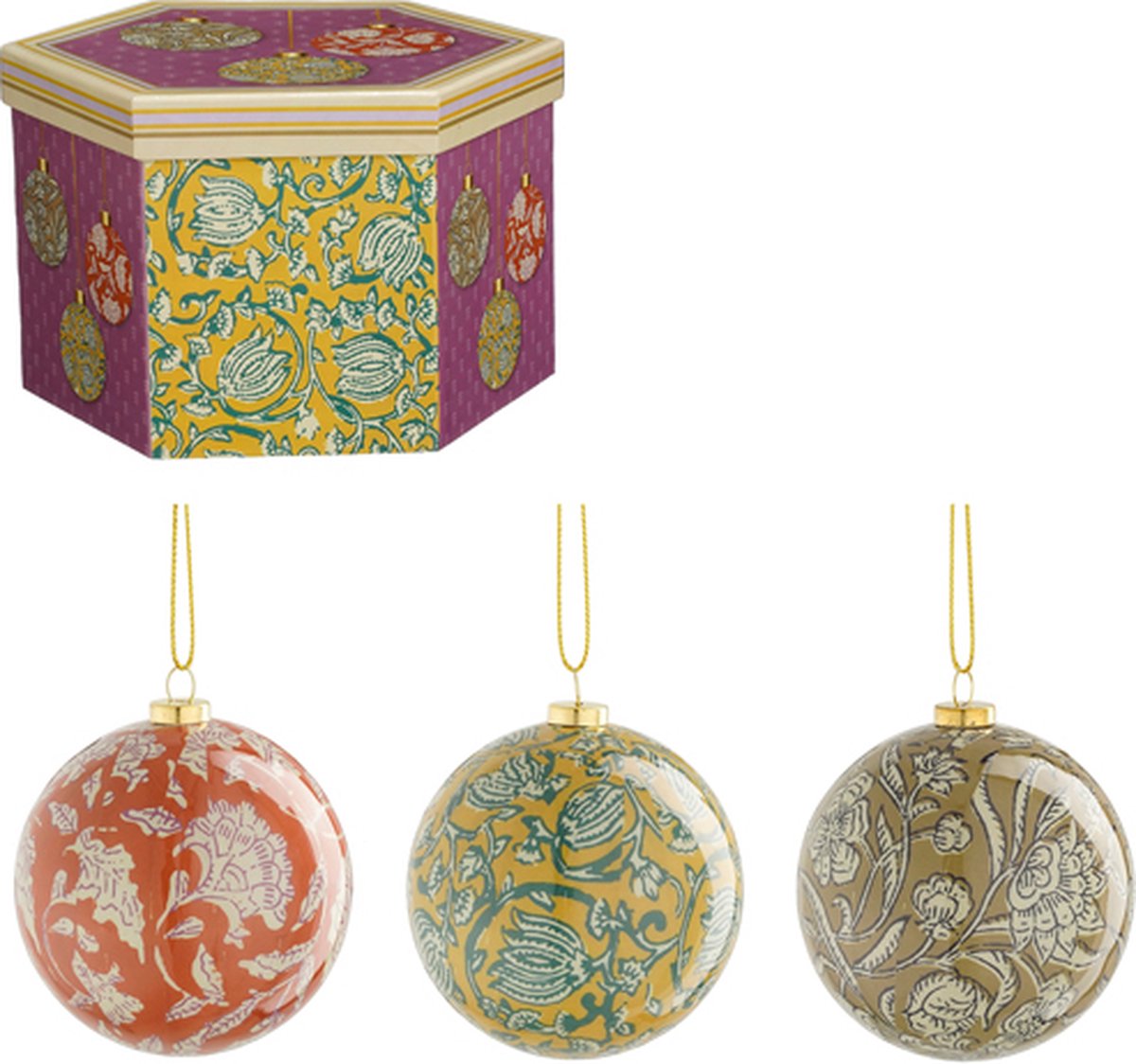 Kerstballen Cadeauset - Goud / Oranje - 7,5 cm - 14 stuks