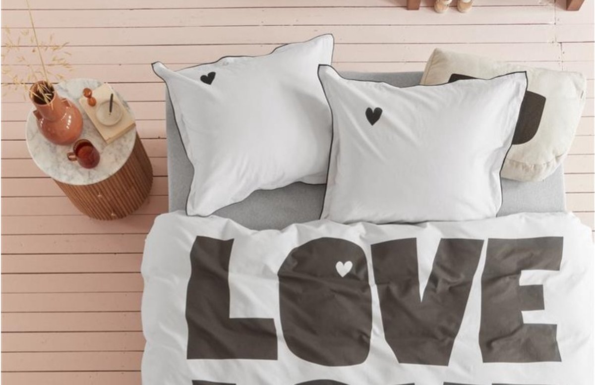 Bold Love dekbedovertrek - Eenpersoons - 140x200/220 cm - Naturel
