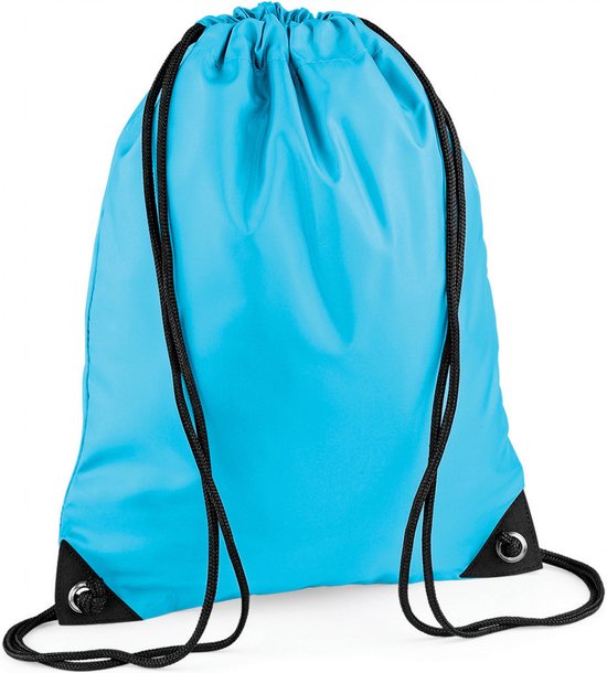 Nylon sport/zwemmen gymtas met rijgkoord - 45 x 34 cm - Surf blauw - Kinder tasjes - 12 liter