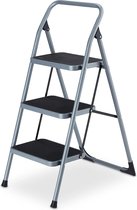 Bol.com 3-treden inklapbare huishoudtrap tot 150 kg belastbaar - antislip - veilig en compact - opvouwbare keukentrap van staal ... aanbieding