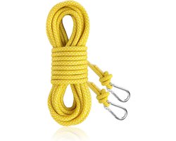 Waslijn extra sterk, 8 mm stabiel, scheurvast en roestbestendig, 15 m nylon waslijn met karabijnhaak voor camping, buiten, balkon
