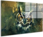 Décoration murale hibou - Peinture Animaux sur verre - Peinture sur Glas Fond - Tableaux modernes - Tableaux plexiglas - Peintures et posters verre acrylique 120x80 cm