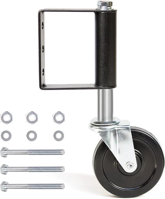 QWORK® 2 stuks 10cm veerbelaste poortrollen, zware rollen, 100 kg draagvermogen, met zijdelingse vastzetrem
