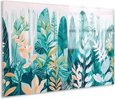 Peinture sur verre Plantes - Peinture nature - Peinture sur verre Feuilles - Tableaux classiques - Peintures plexiglas - Accessoires de salon verre acrylique 105x70 cm