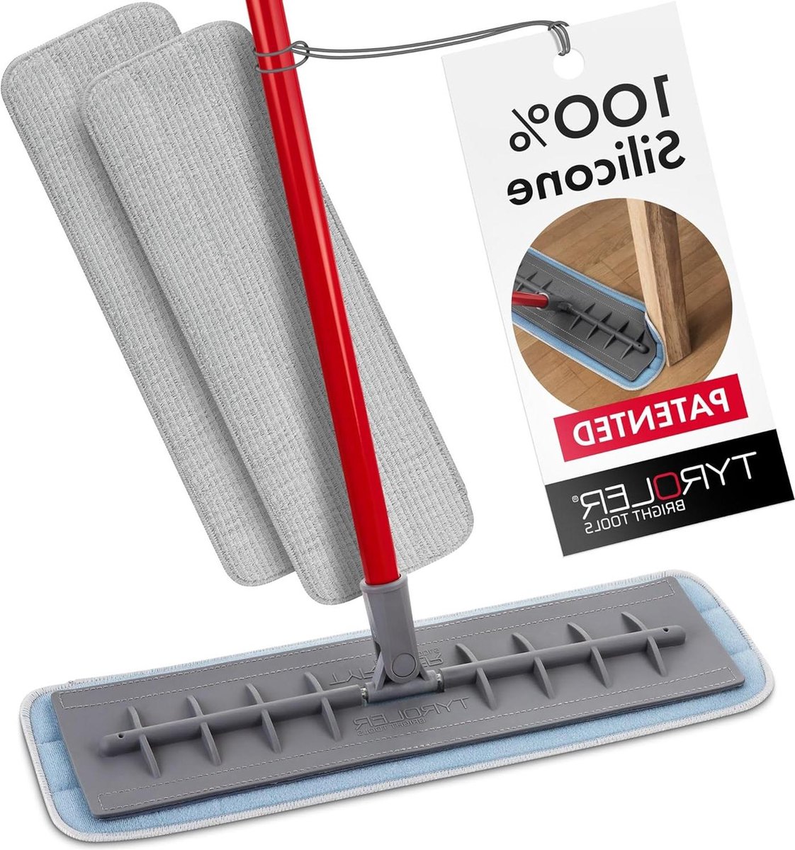 Microvezeldweil 45 cm Breed Flexibele Siliconenkop Professionele Schoonmaak Huis Hardhout Laminaat Natte Droge Pad Tegelvloeren Keuken Badkamer