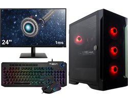Complete 144Hz Gaming PC Setup – 24″ Gaming Monitor, -Toetsenbord en -Muis – Ryzen 5 6-Core – RTX 3050 – 16GB – 1TB M.2 SSD – WIFI – Talos E2 Elite