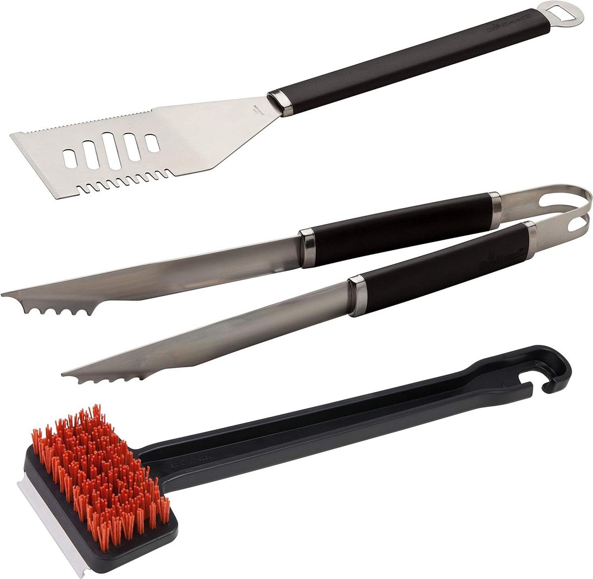 Grill-startersset zilver-zwart 41 x 12 x 3 cm - 3-delig barbecuegereedschap