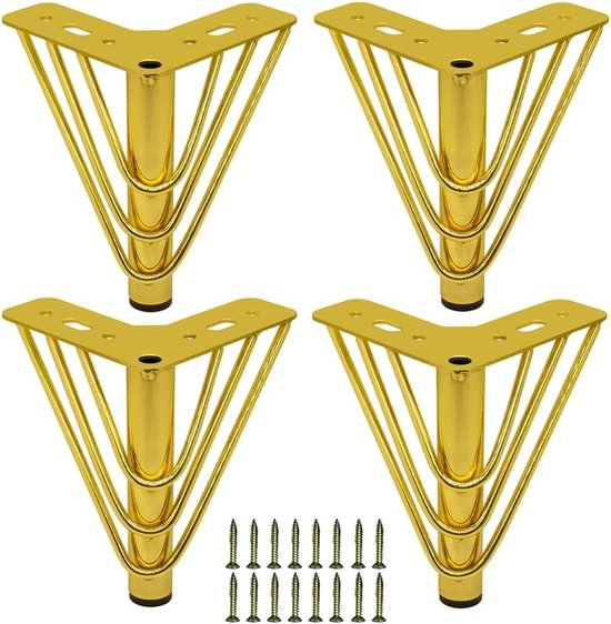 25 cm / 10 inch metalen meubelpoten, set van 4 mid-century moderne