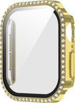 Watch case screenprotector - hoesje - gehard glas - geschikt voor Apple Series 10 & 11 met case size 42 mm - goud met glitters