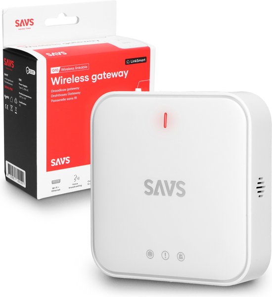 SAVS G10 Gateway - WiFi gateway - LinkSmart® - Voor de S10-W Rookmelder, C10-W Koolmonoxidemelder en H10-W Hittemelder - Smart home - Werkt via app