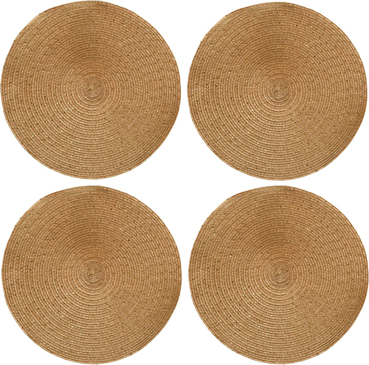 Decoris placemat - 4x - goud - D38 cm - kunststof - rond - tafel onderleggers - placemats