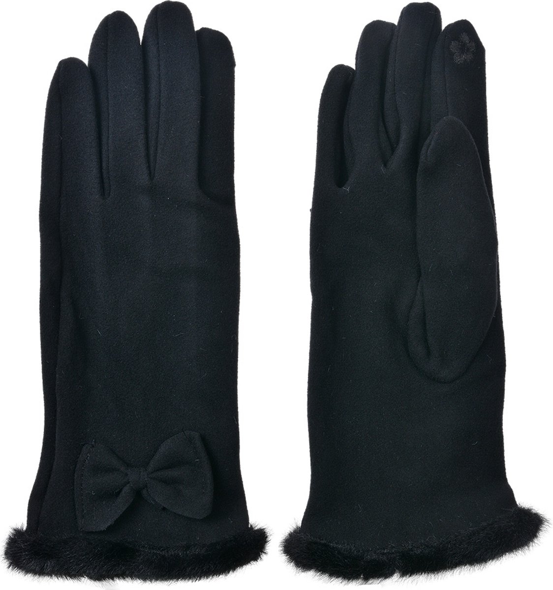 Clayre & Eef Handschoenen Winter 9x23 cm Zwart Polyester