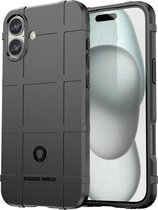 Coque pour iPhone 16 - Mobydefend Rugged Shield TPU Back Cover - Zwart - Étui pour téléphone portable - Étui de téléphone Convient pour : iPhone 16