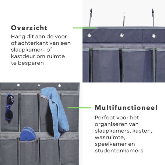Hangende Deur Schoenenkast - Deur Organizer voor Kleding en Smalle Voorwerpen - Schoenenzak - Deurhanger - Opbergzak - 16 vakken - 45x112cm